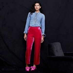 NWT J. Crew Pink Velvet Trousers - 6